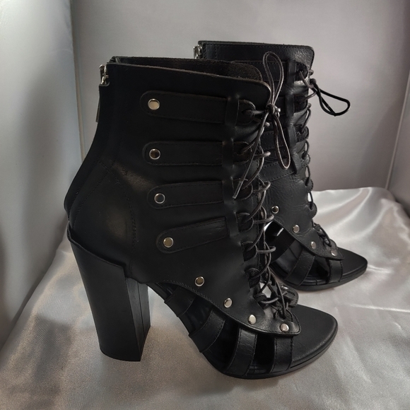 Proenza Schouler Black Leather Lace up Booties - Picture 3 of 6